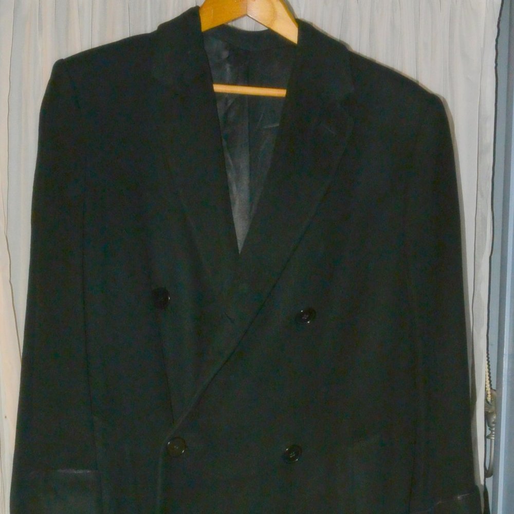 Vintage 40s Wool Double Breasted  Black Topcoat